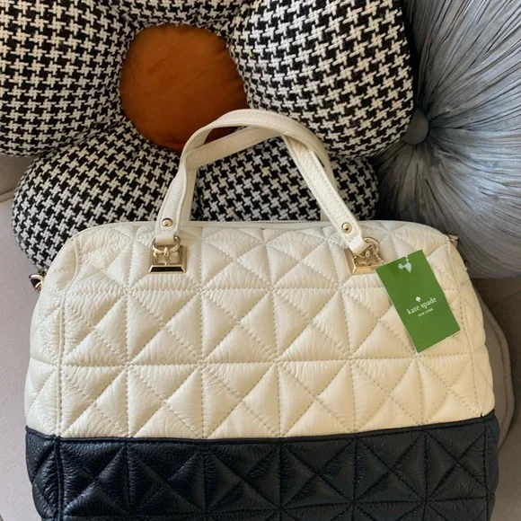 NWT KATE SPADE White/Black SEDGEWICK PLACE KENSEY QUILTED PURSE